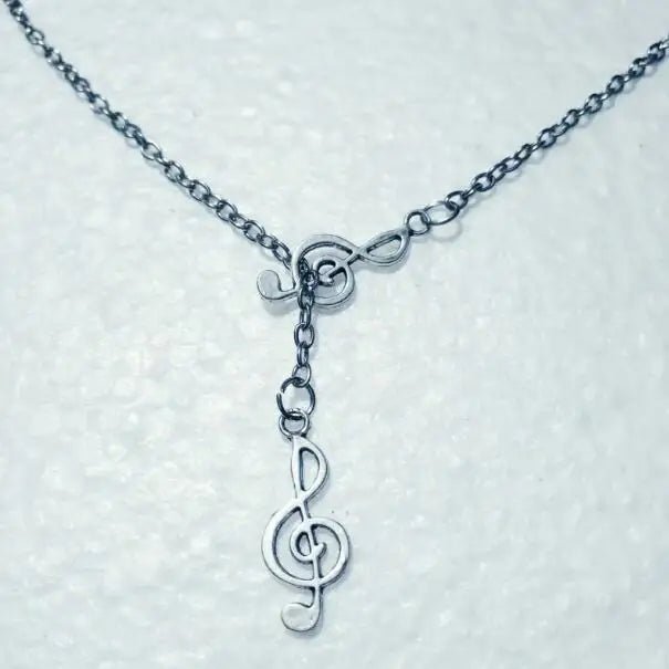 piano music note hanging necklace