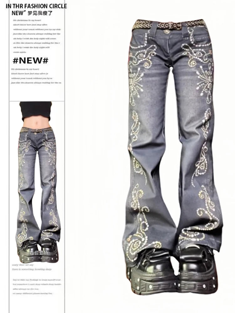 Japanese harajuku flare cyber jeans