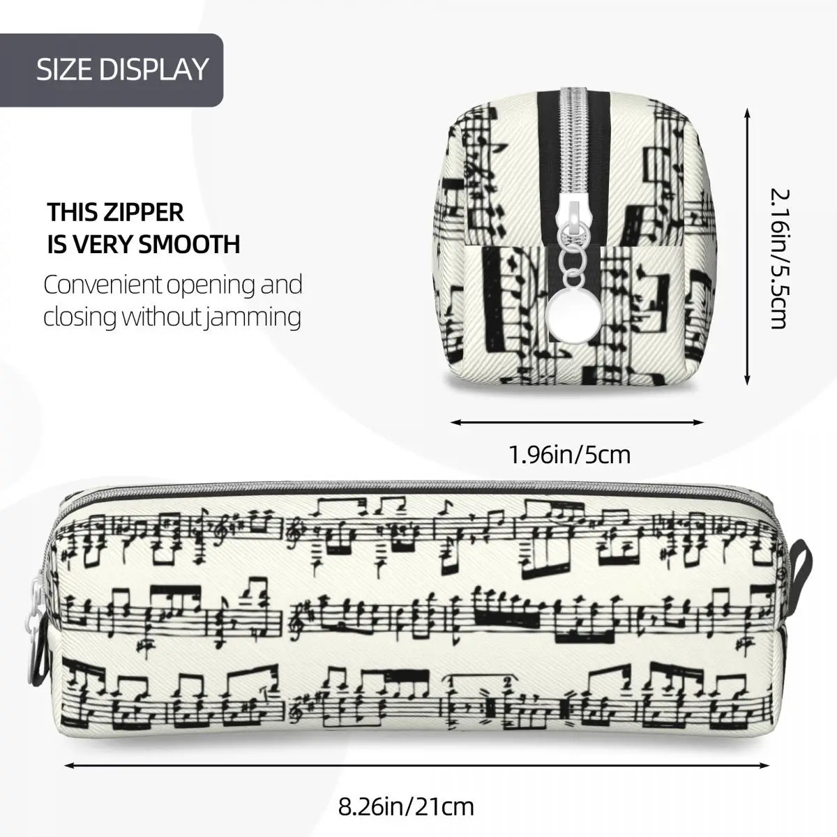 piano notes pencil case white
