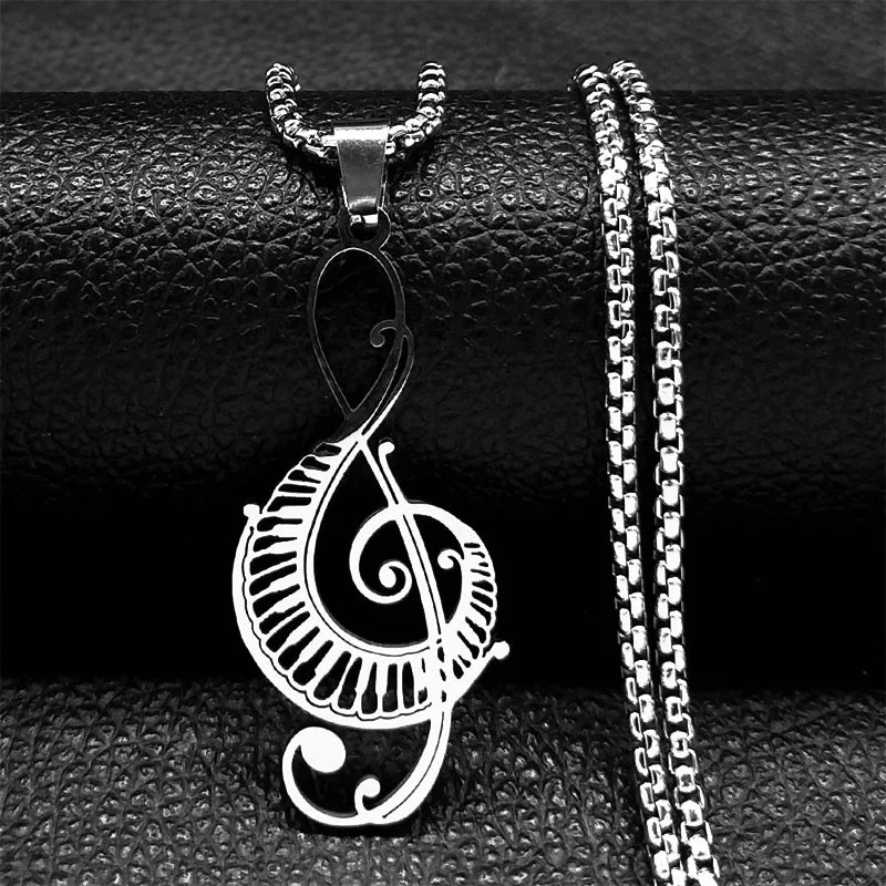 musical piano note necklace