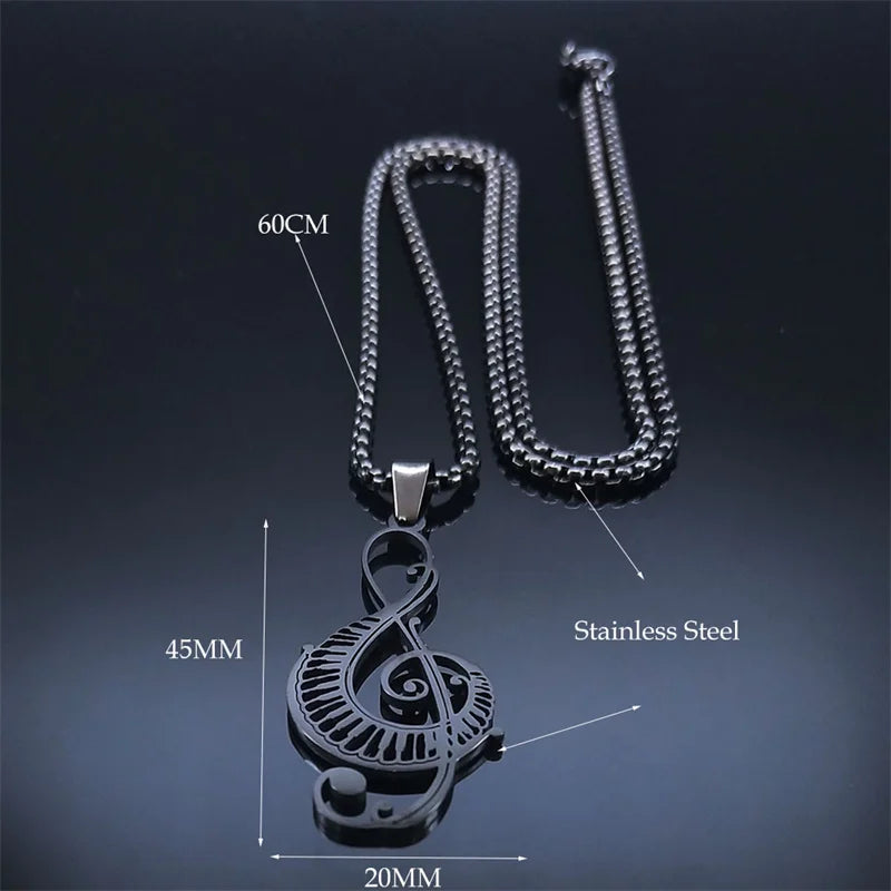 musical piano note necklace