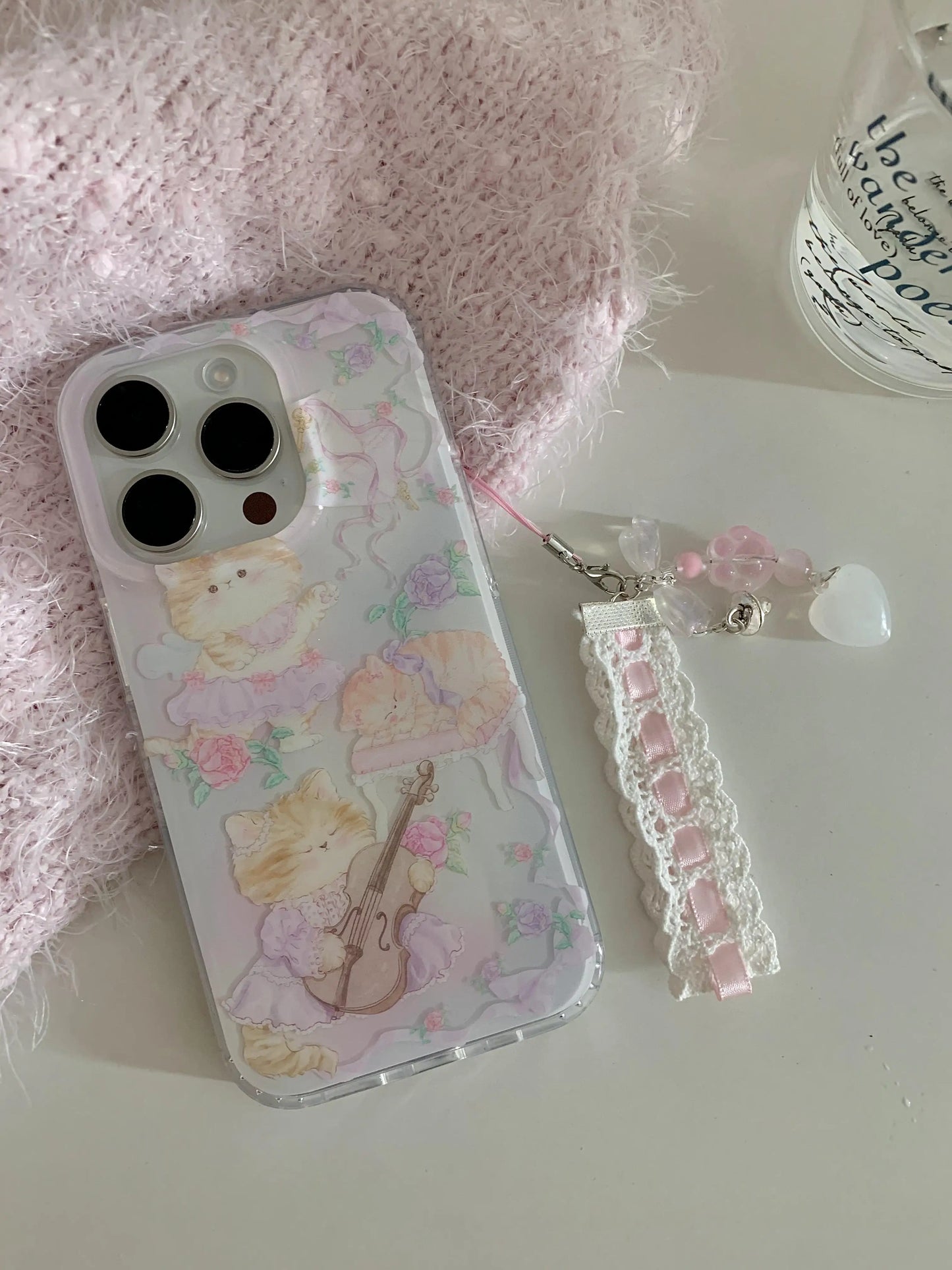 Cute kitten pastel violin phone case