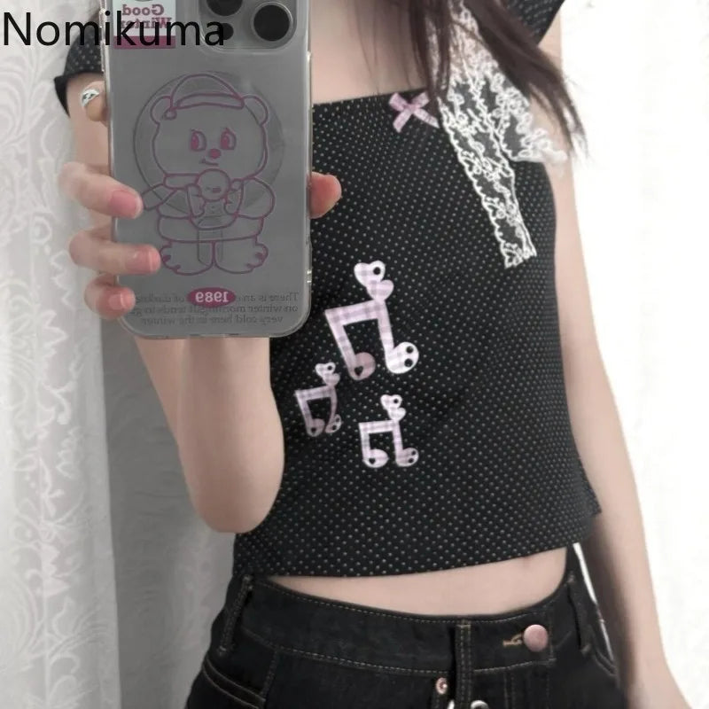Pink black cutie music shirt