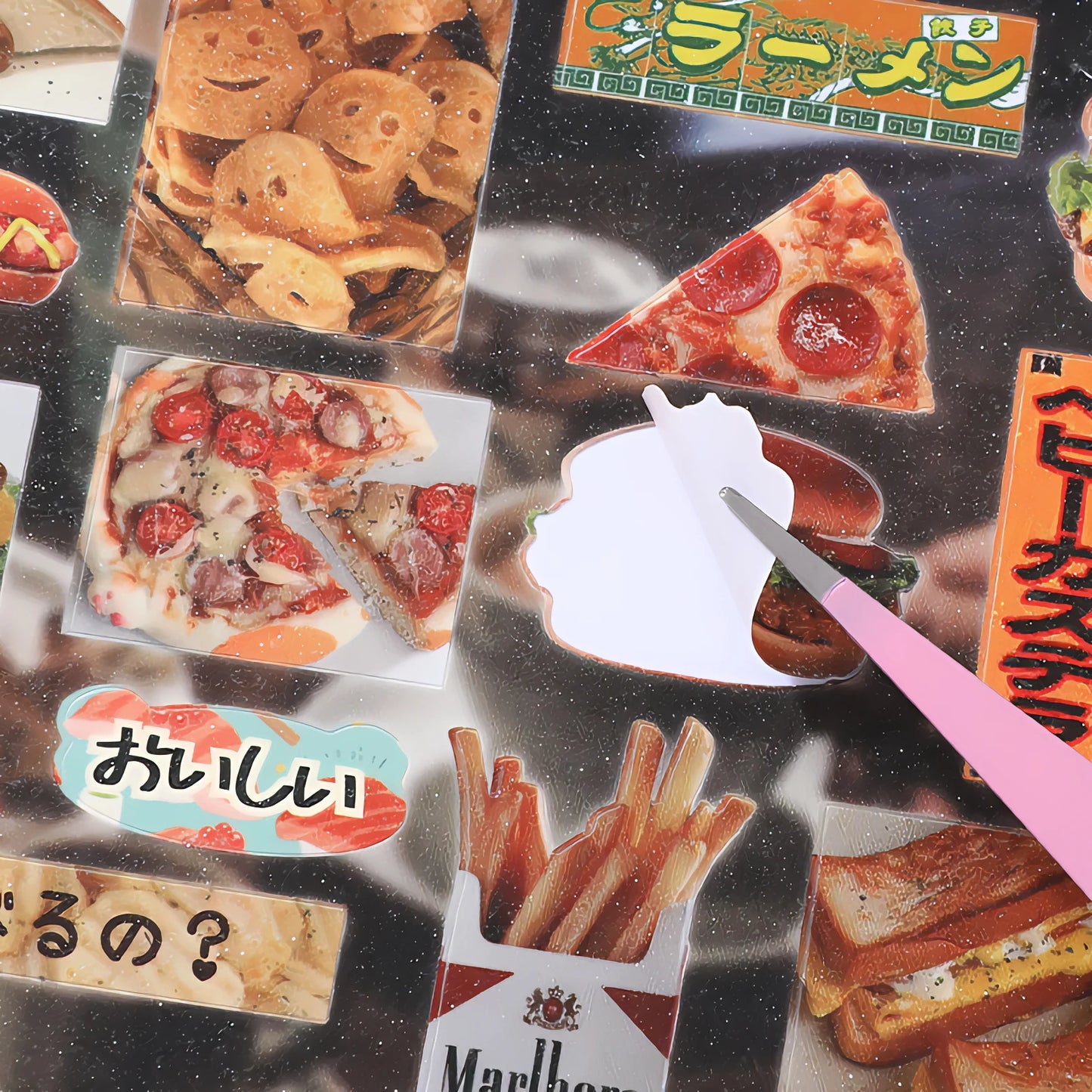 30ps glitter yummy tummy food stickers