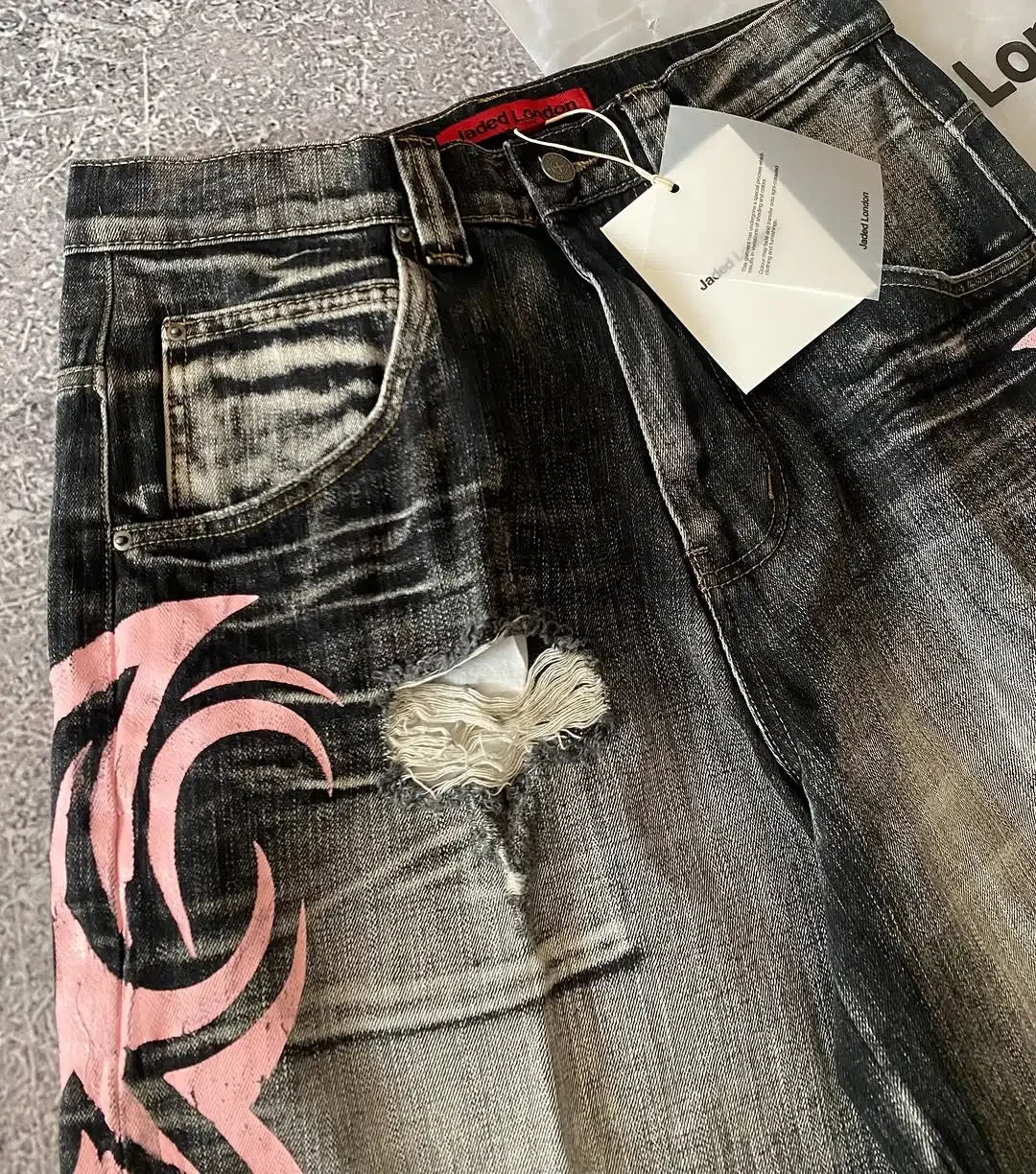 Pink Black Denim shorts