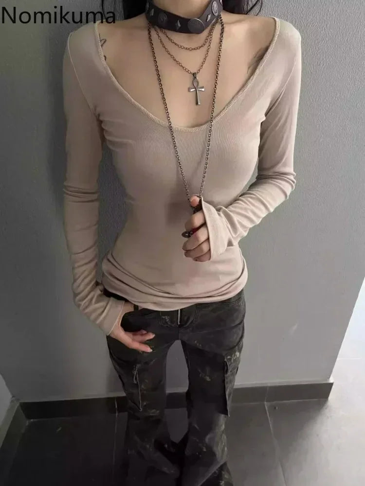 Horror portagonist cross striped long sleeve