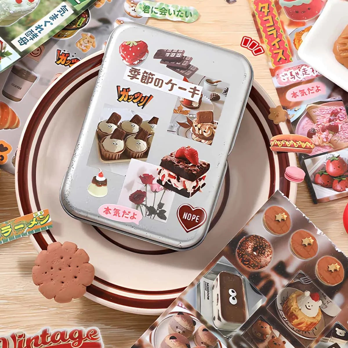 30ps glitter yummy tummy food stickers