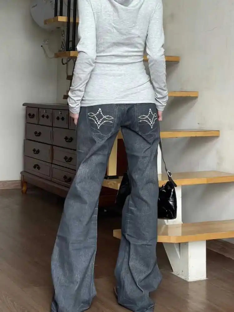 Japanese harajuku flare cyber jeans
