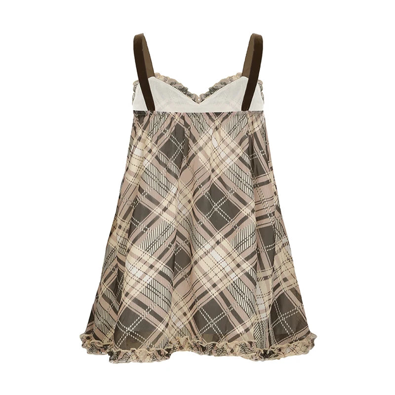 Sweet shoujo teddy plaid dress