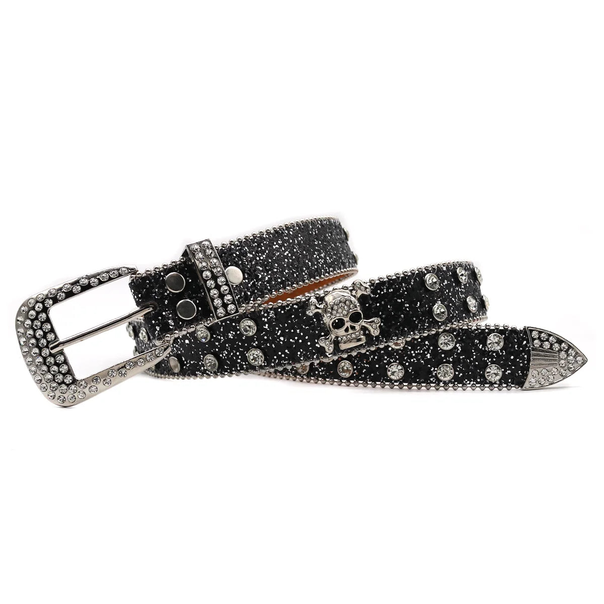 Y2K glamour emo skull belt