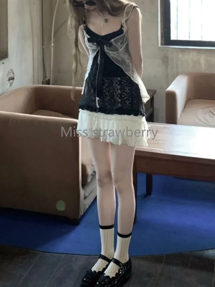 Lacey black summer bow top