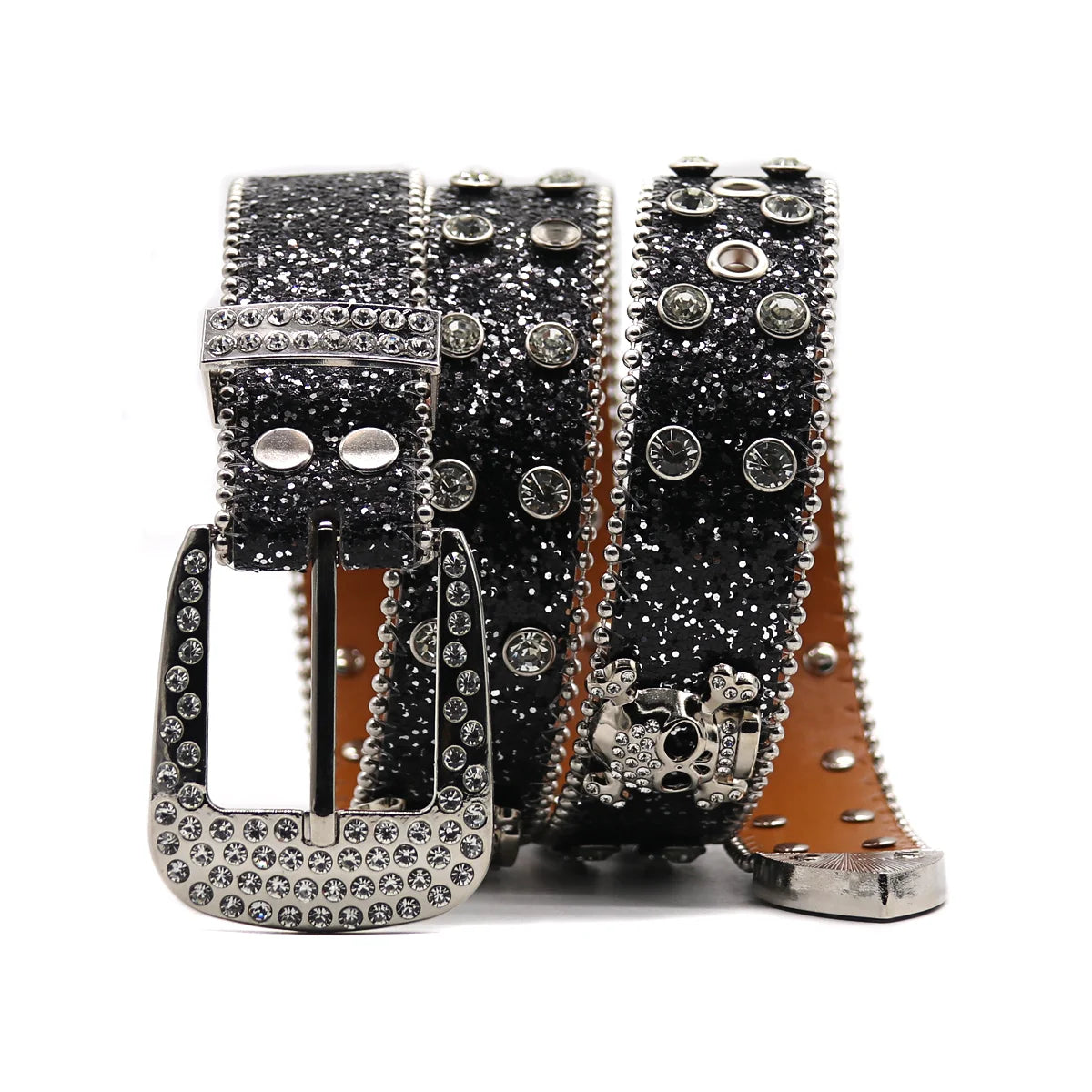 Y2K glamour emo skull belt