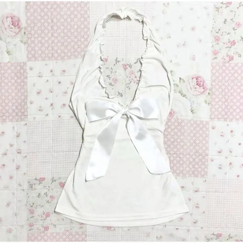 Shoujo summer white big bow top