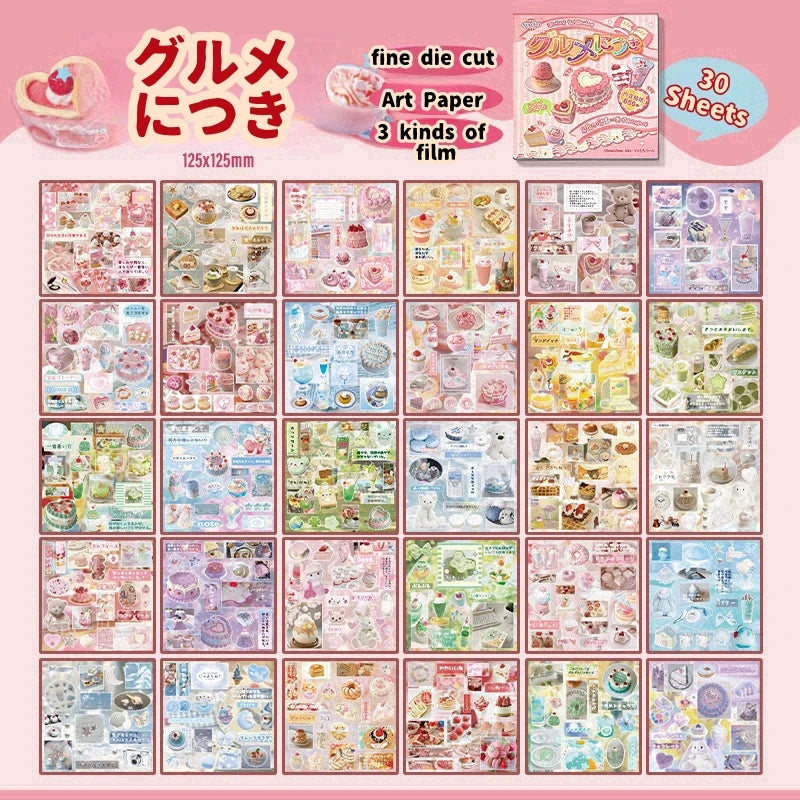 30ps glitter yummy tummy food stickers