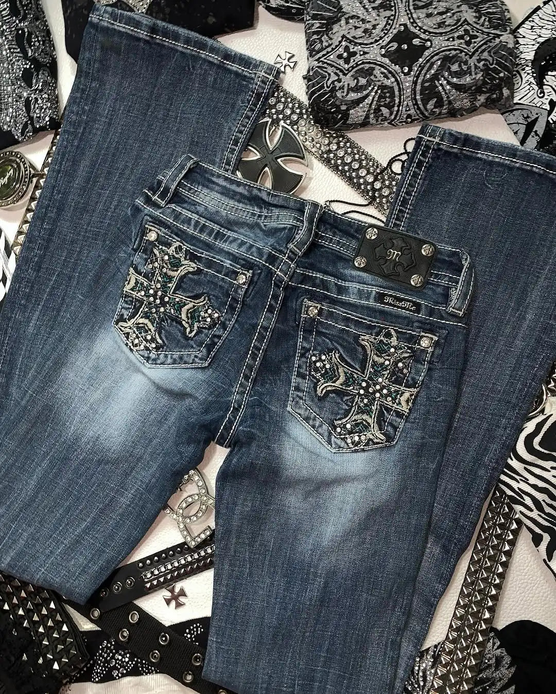 Cross flaired pants