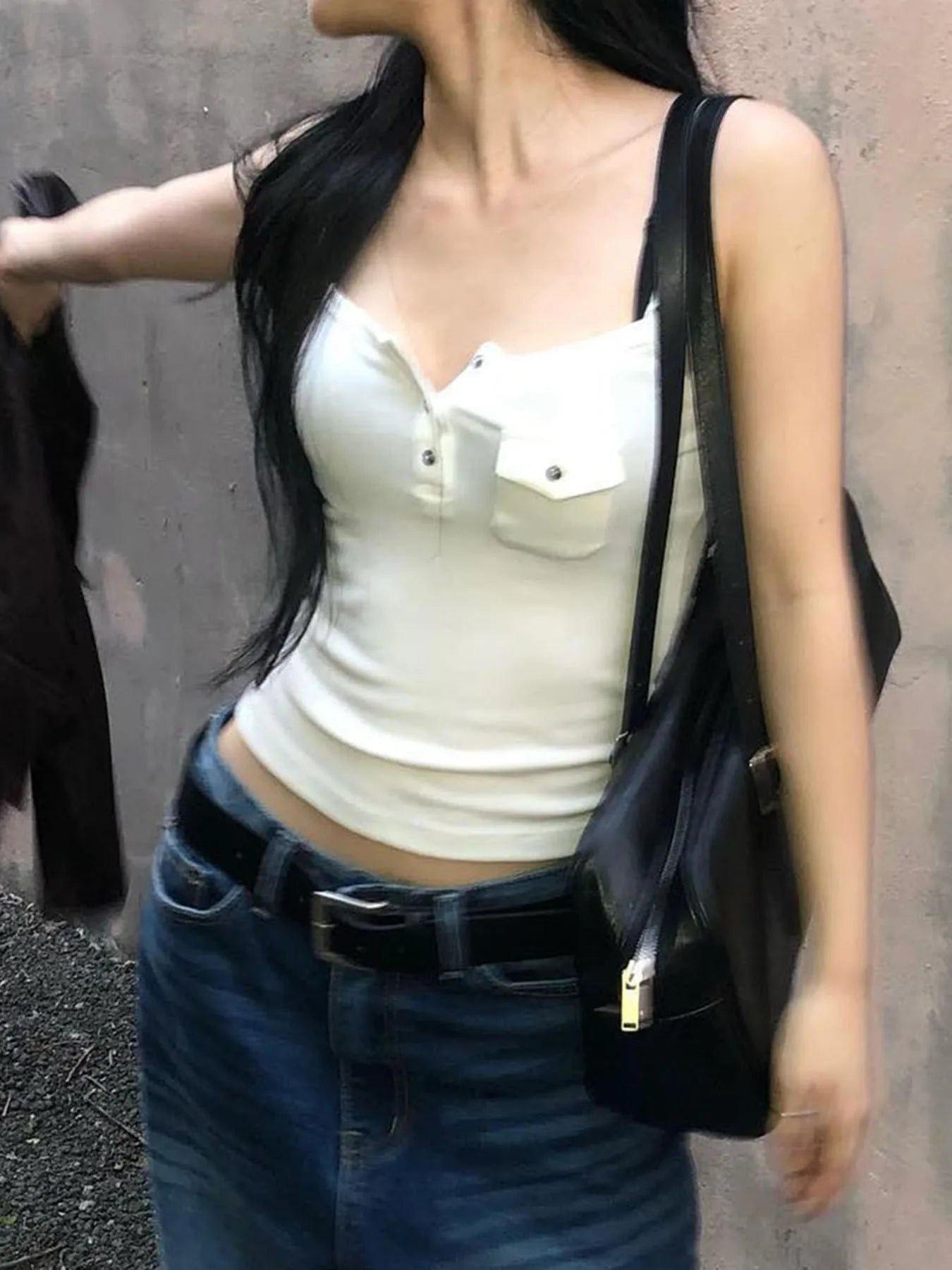 Casual white pocket camisole