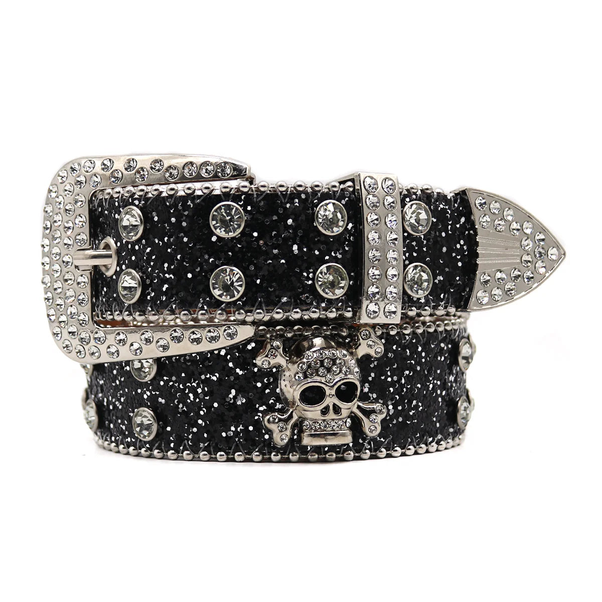 Y2K glamour emo skull belt