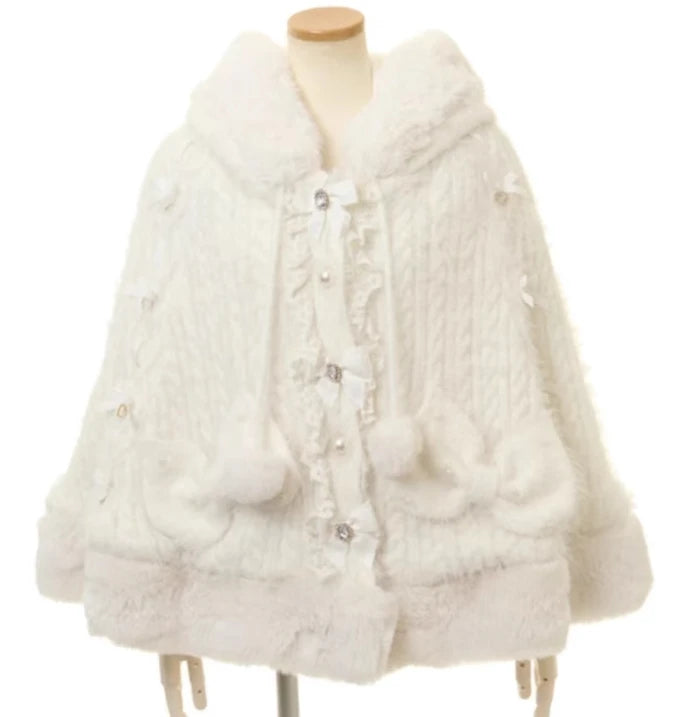 Japanese lolita pink & white duo poncho