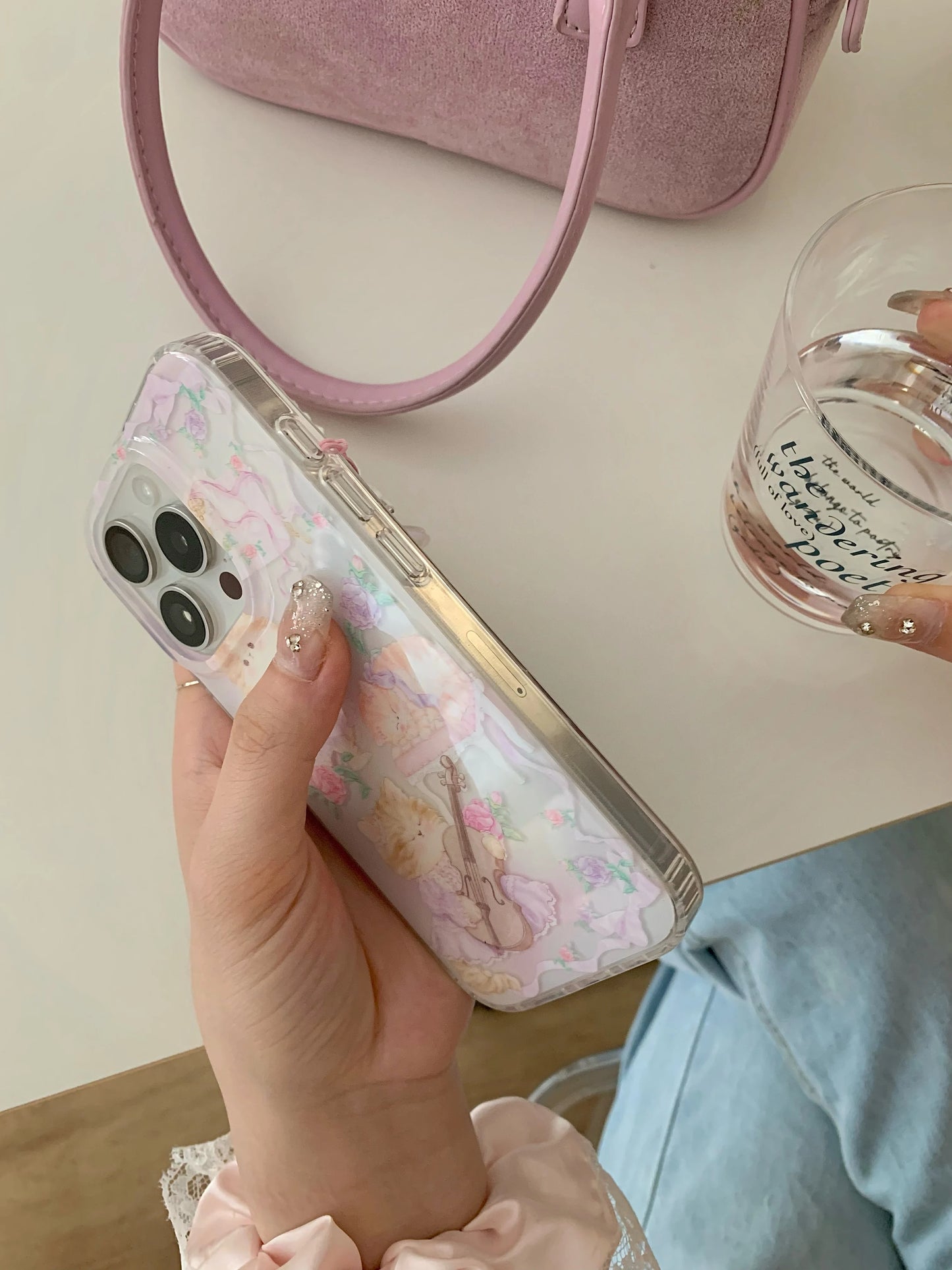 Cute kitten pastel violin phone case