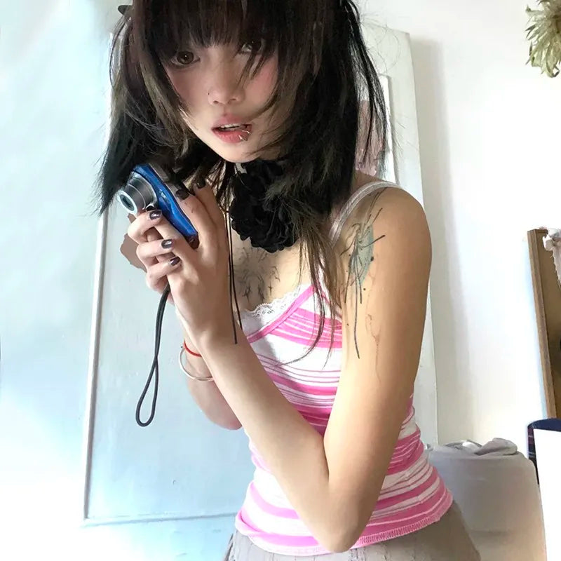 Y2K Striped Pink Camisole