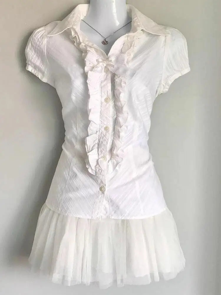 Shoujo White Layering Top