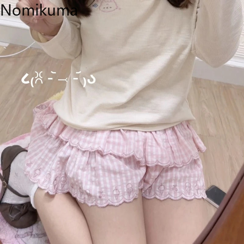 Pink plaid picnic layer skirt