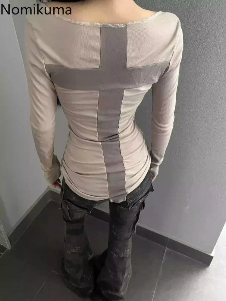 Horror portagonist cross striped long sleeve