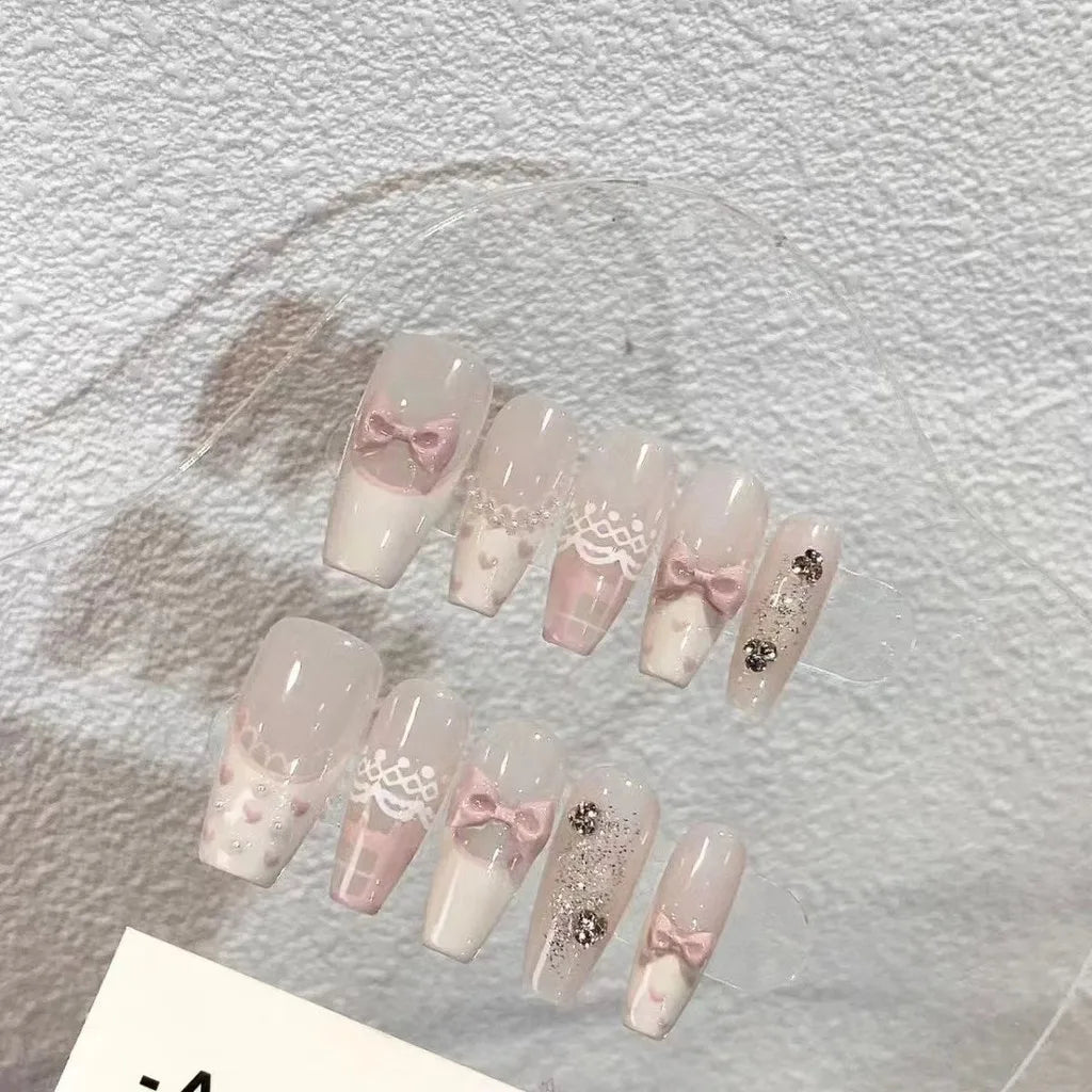 Coquette bow soft press on nails