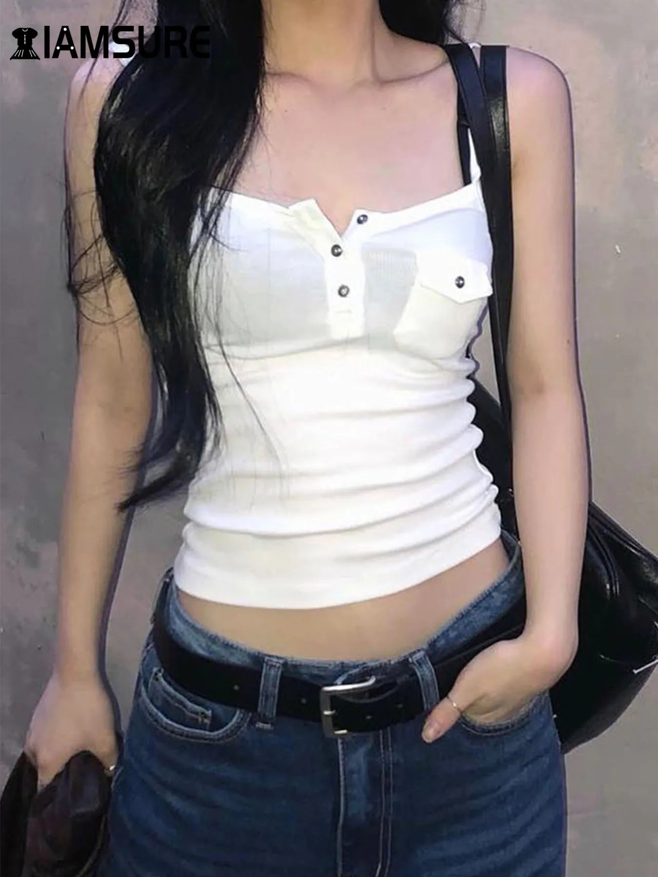Casual white pocket camisole