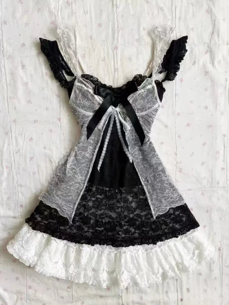 Lacey black summer bow top