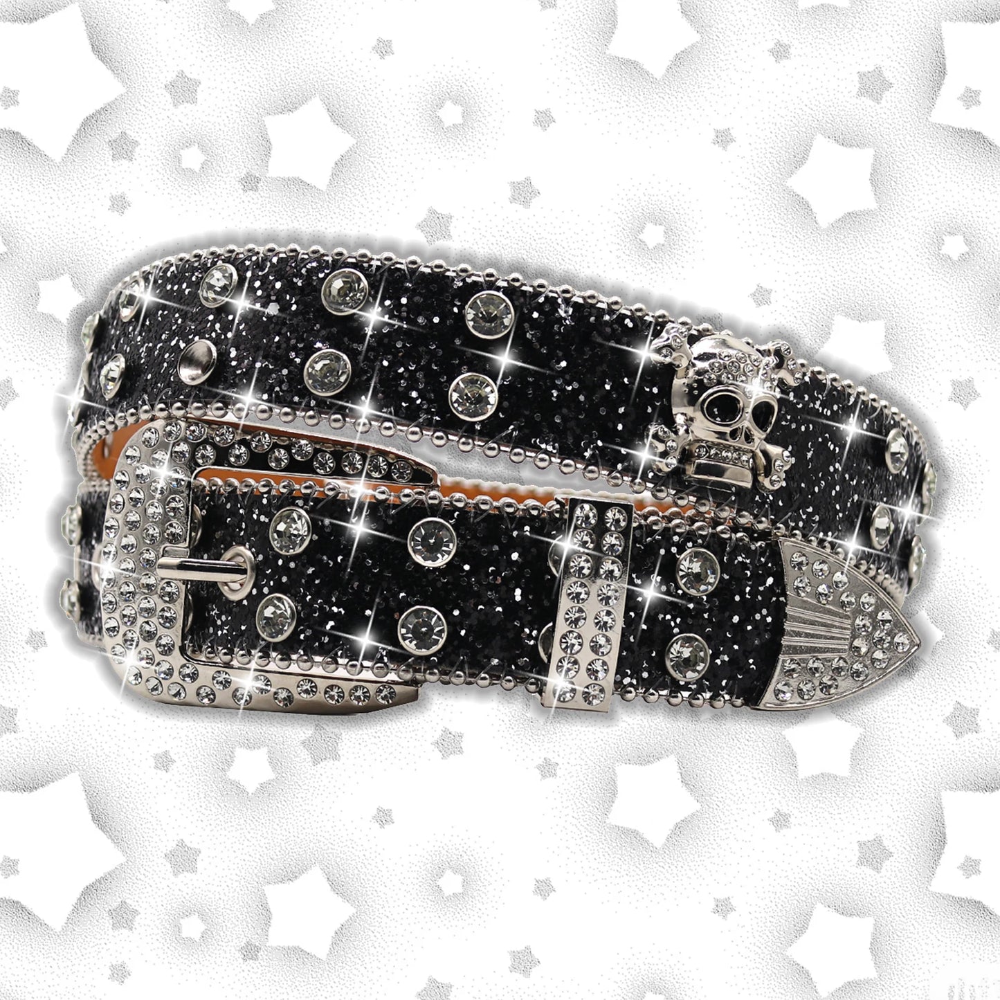 Y2K glamour emo skull belt