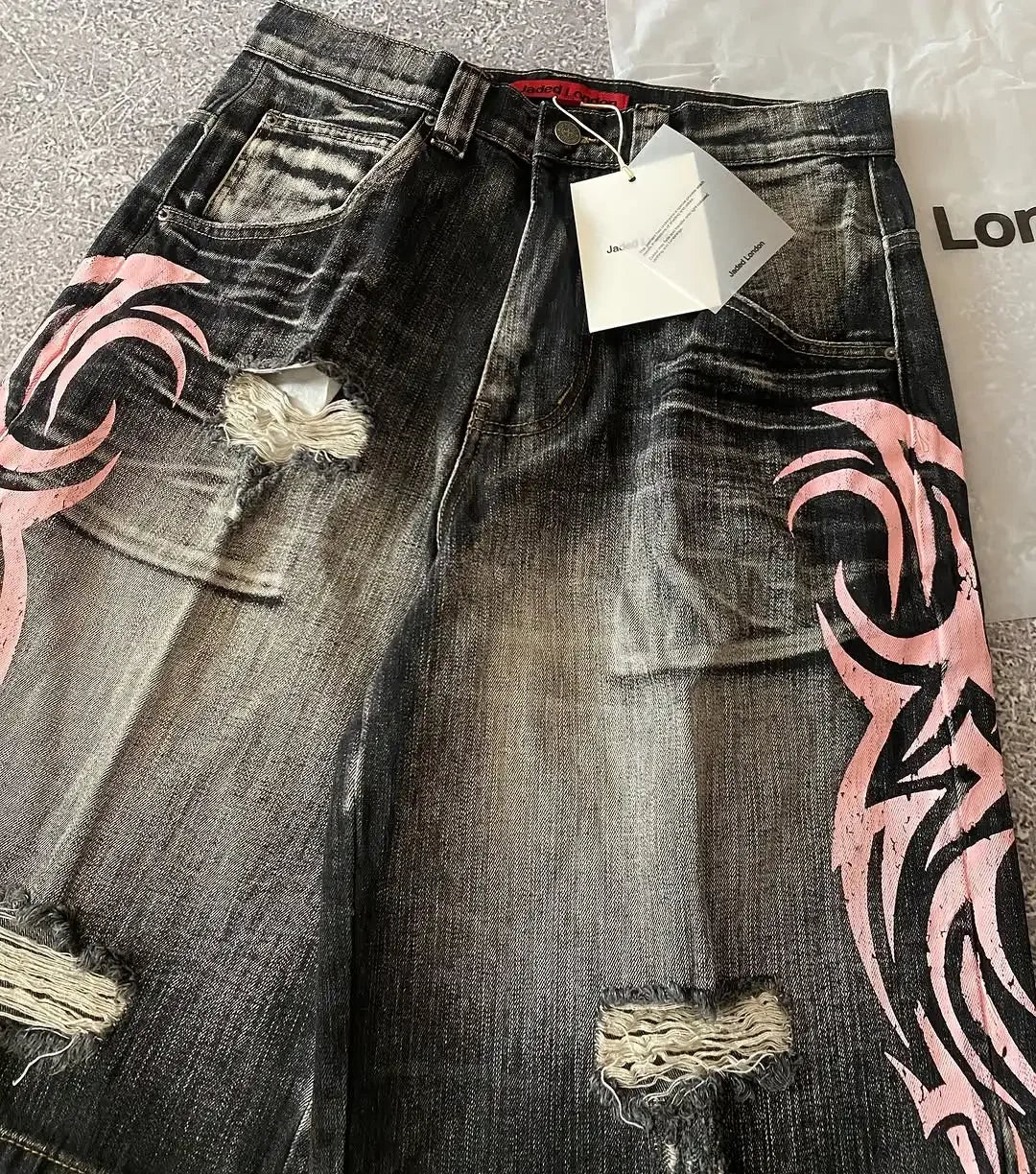 Pink Black Denim shorts