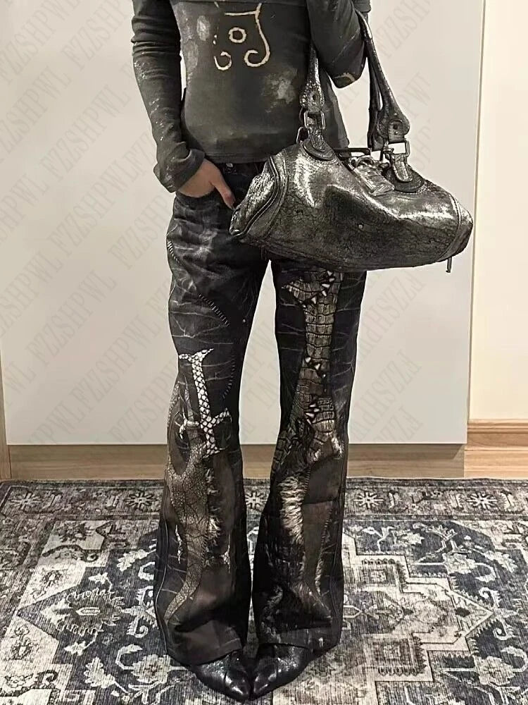 Y2K goth cool print pants