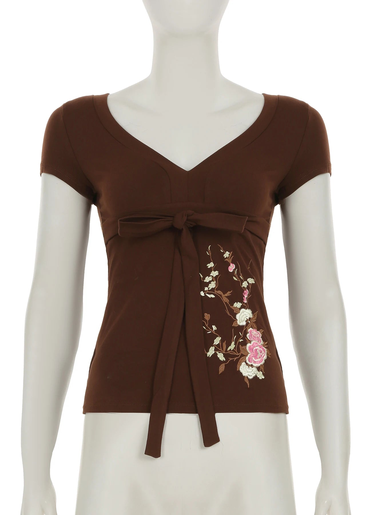 Brown blossom babydoll top