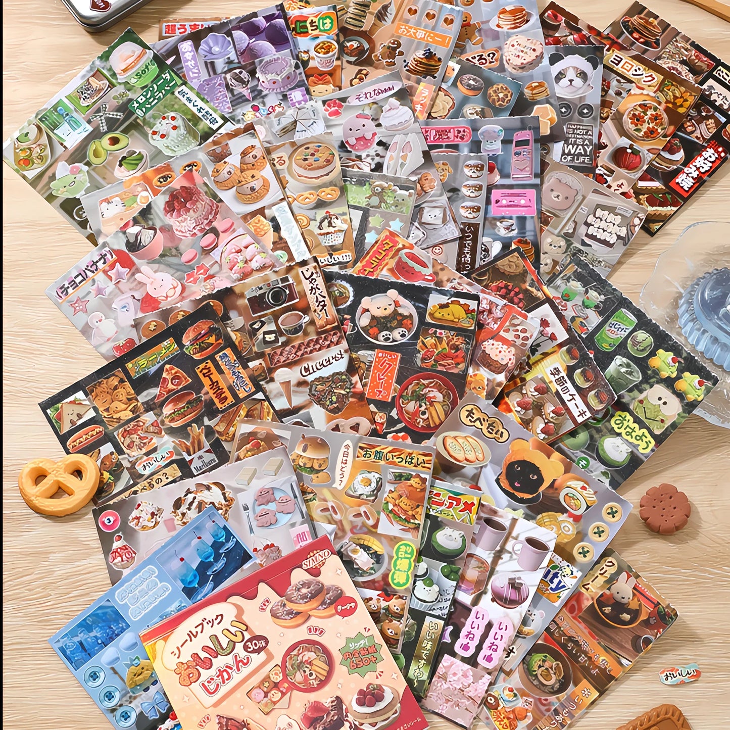 30ps glitter yummy tummy food stickers