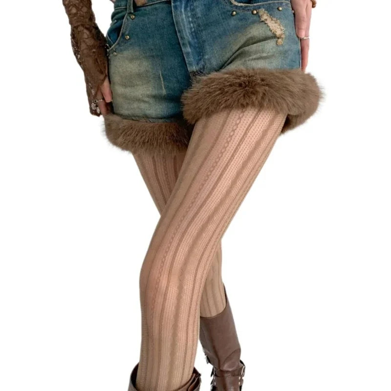 Vintage cute layering fishnet tights