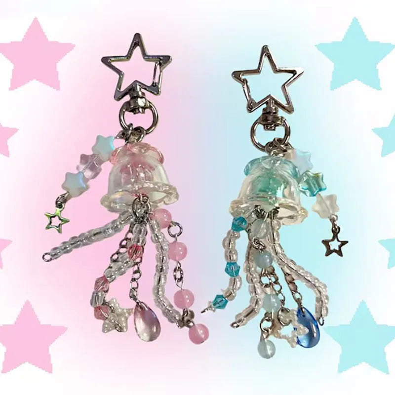 Pink & Blue happy jellyfish trinkets