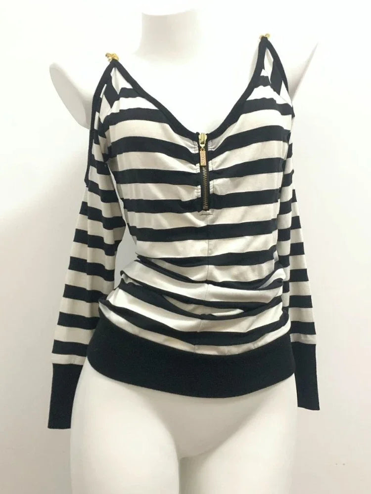 Horror Protagonist Striped No Shoulder