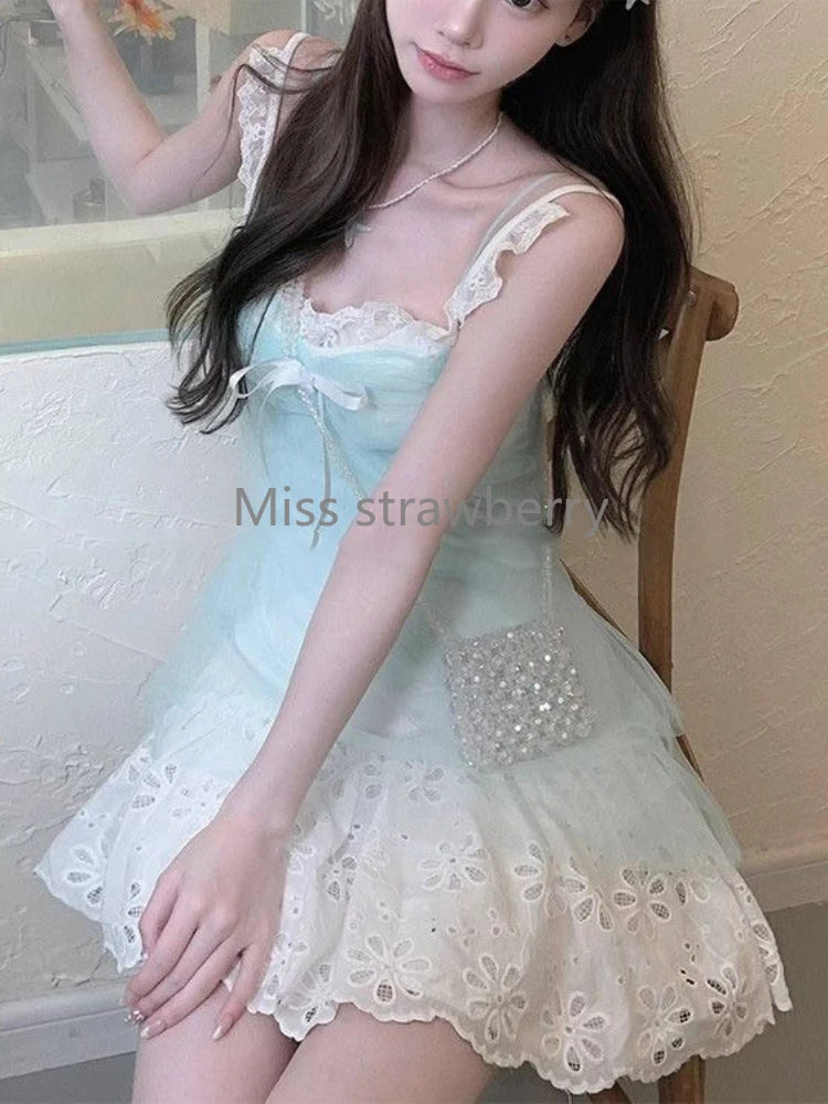 Blue summer lace dress