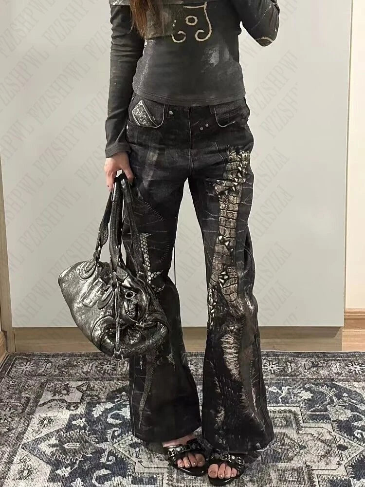 Y2K goth cool print pants