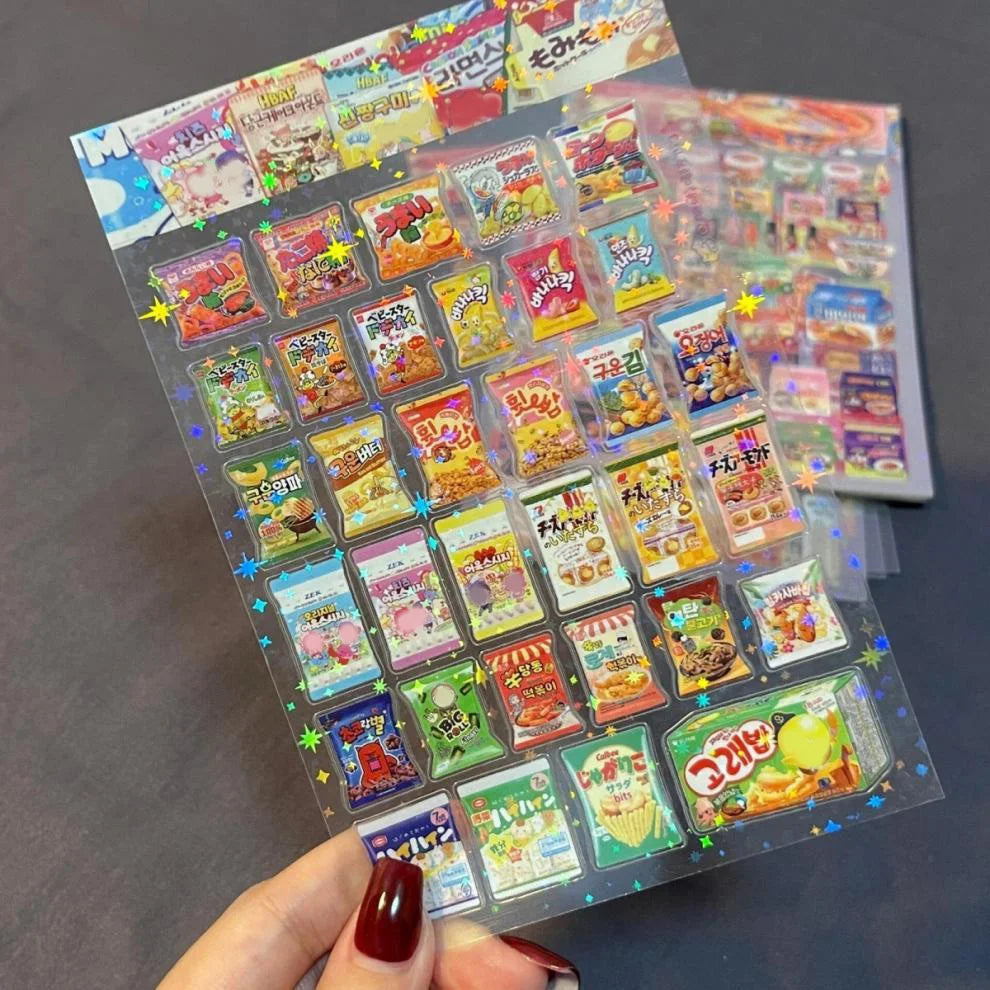 Cute Food And Snacks Stickers 5pc