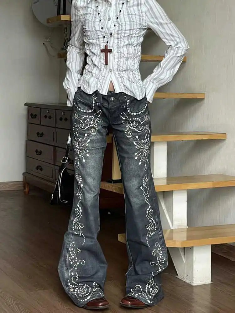 Japanese harajuku flare cyber jeans