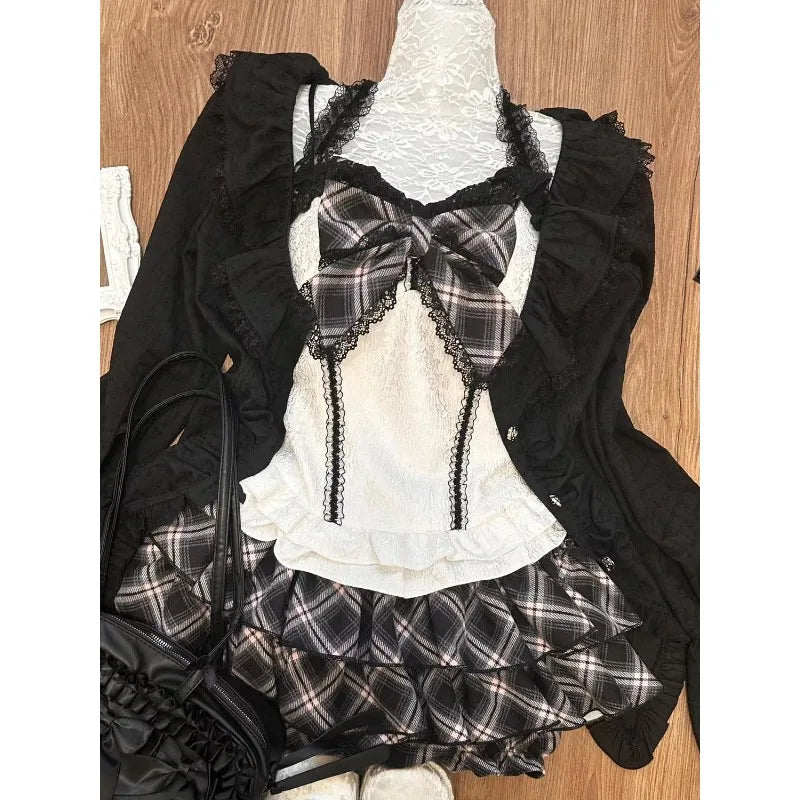 Horror protagonist black uniform set