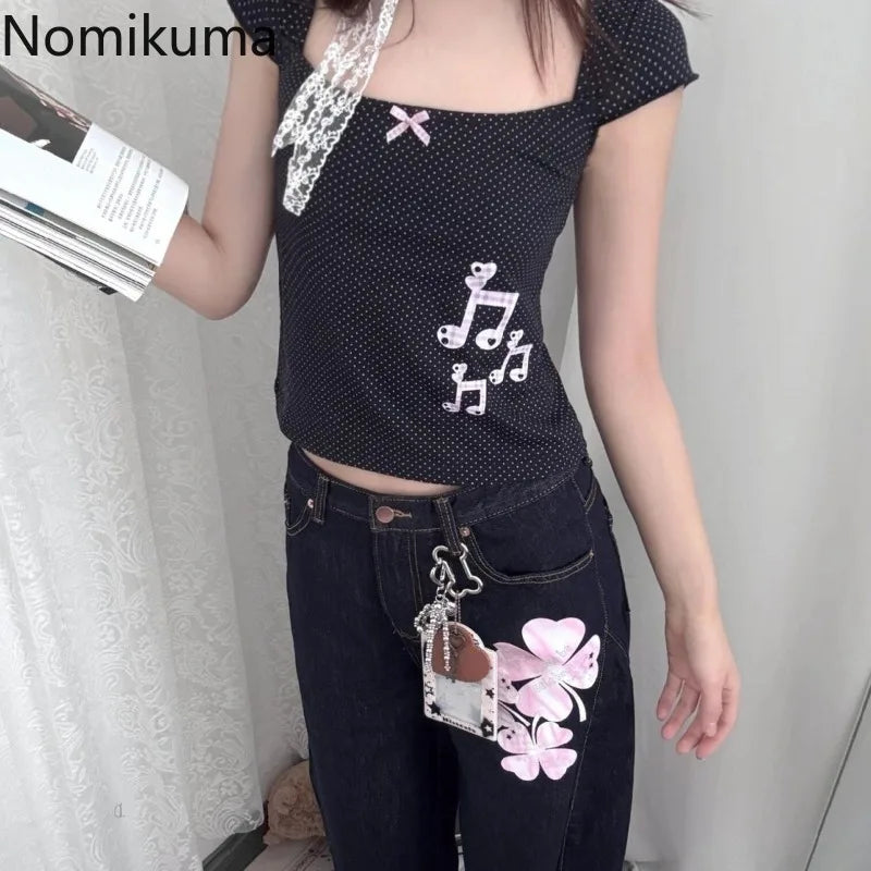 Pink black cutie music shirt