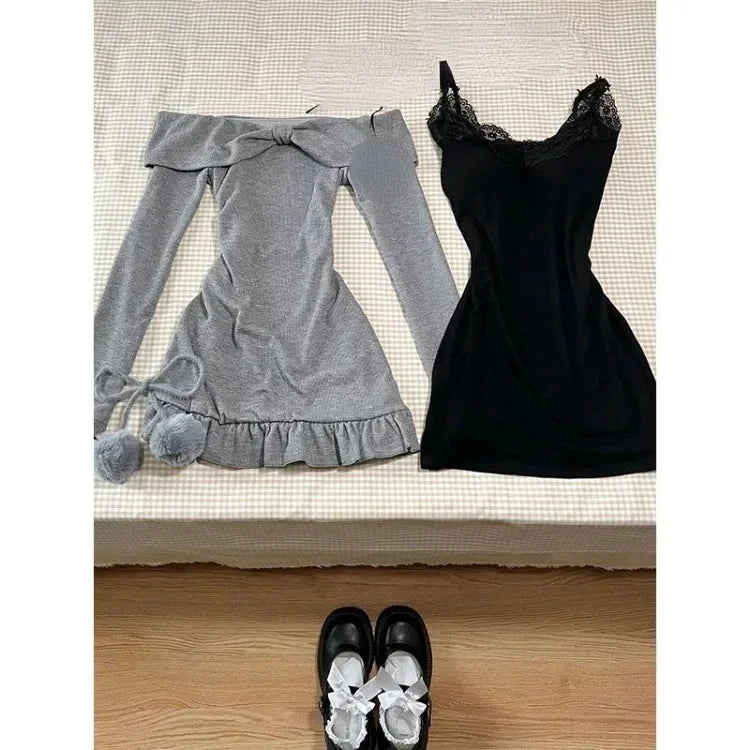 Horror protagonist winter bow 2pc set