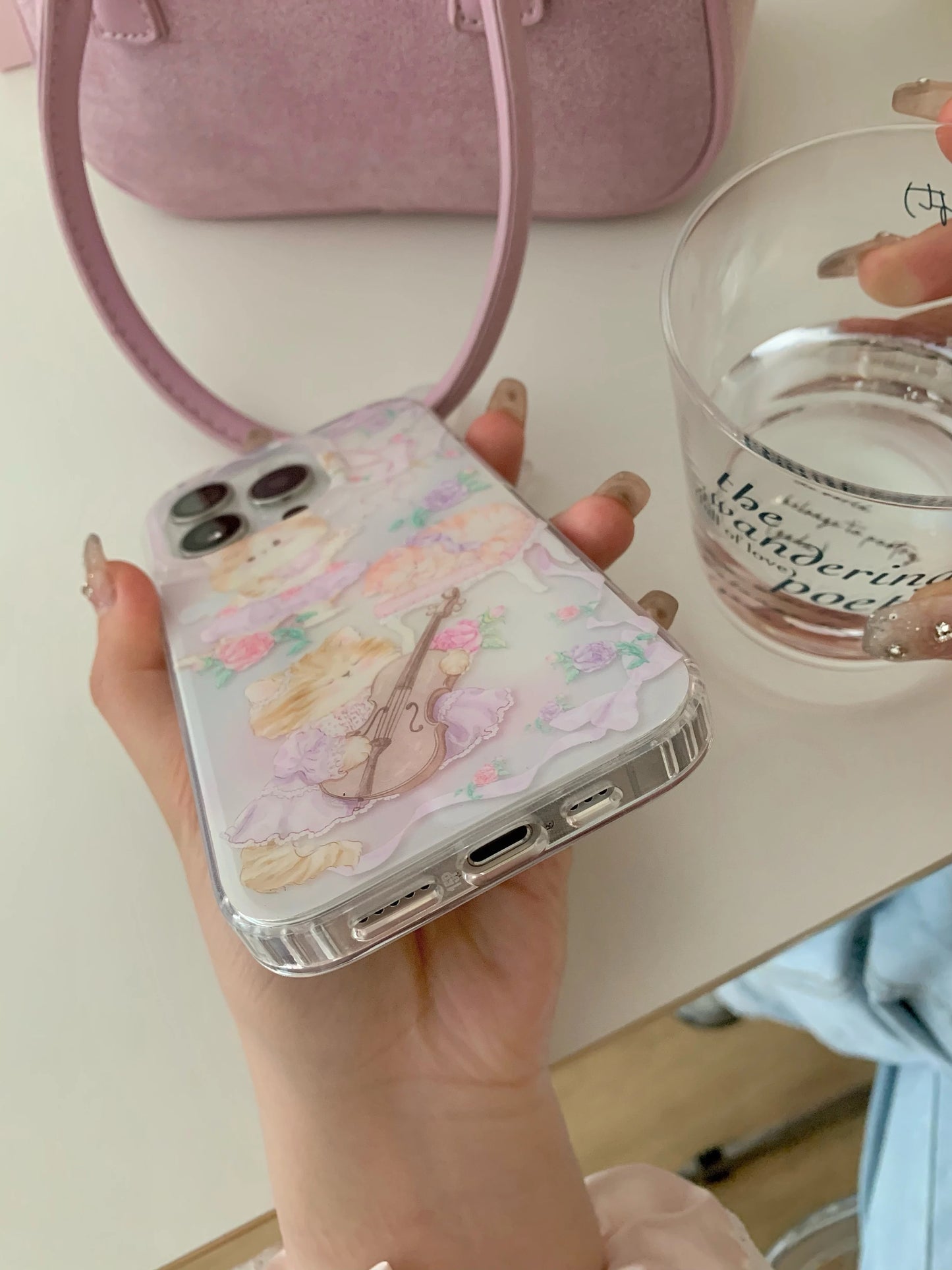 Cute kitten pastel violin phone case