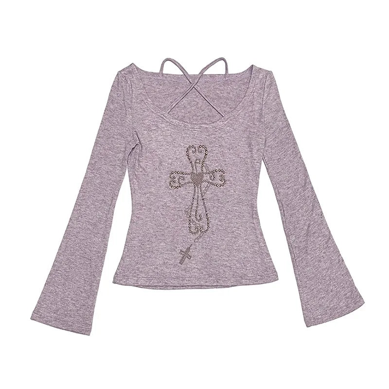 Purple Rebellion Cross Grunge Top