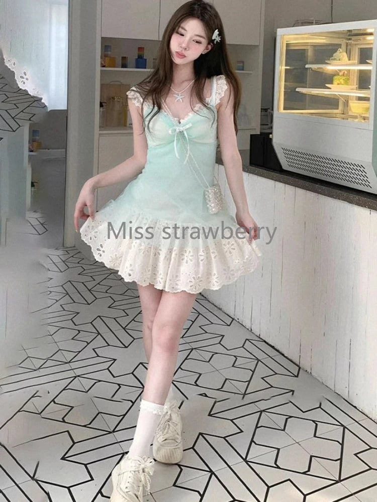 Blue summer lace dress