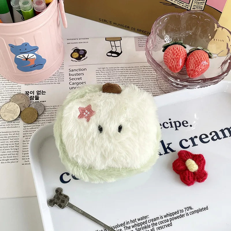 mini apple fluffy jumincore coins purse