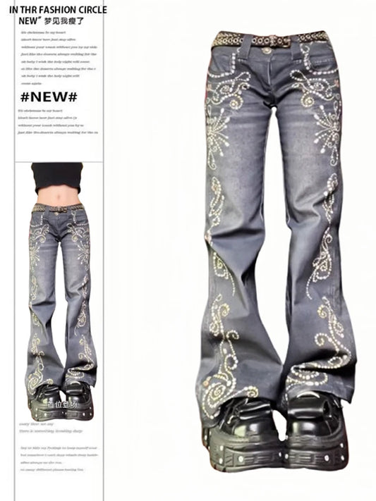 Japanese harajuku flare cyber jeans
